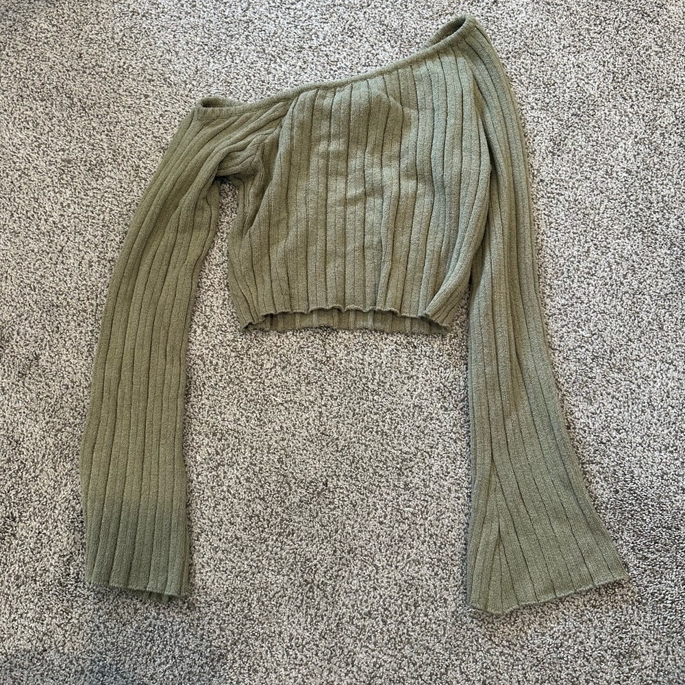 Princess Polly Sage Ribbed Knit Top